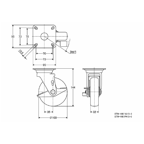 （株）ナンシン 産業用キャスター STM 産業用キャスター STM-100PH S-3