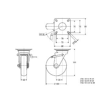 （株）ナンシン 産業用キャスター STM 産業用キャスター STM-100PH W-3R