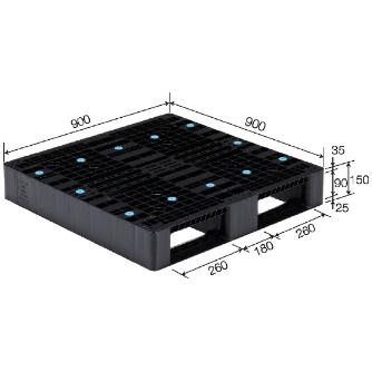 三甲（株） パレット(片面使用型) リサイクルパレット（片面使用型） 808102-00 D2-909(ﾘｻｲｸﾙ) BK