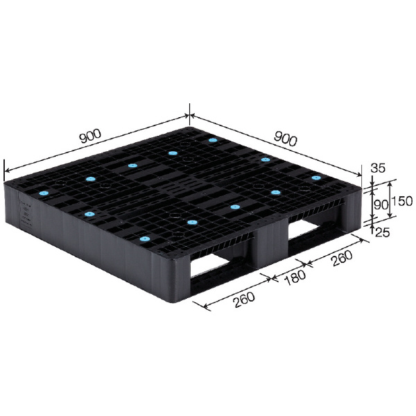 三甲（株） パレット(片面使用型) リサイクルパレット（片面使用型） 808102-00 D2-909(ﾘｻｲｸﾙ) BK