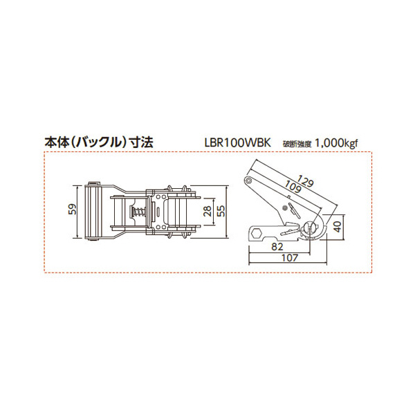 オーエッチ工業（株） ラッシングベルト LBR ラッシングベルト LBR100WBK E45