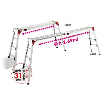 長谷川工業（株） 天板・脚部伸縮足場台 スノコ式 DSL1.0 天板・脚部伸縮足場台　スノコ式 DSL1.0-2712