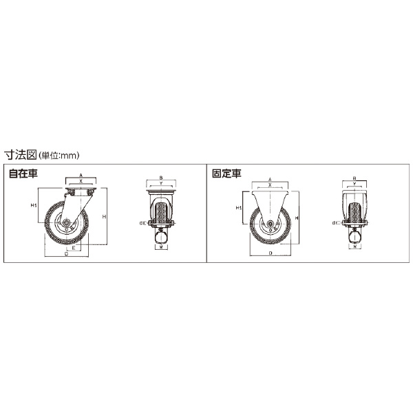 オーエッチ工業（株） 空気入りタイヤ 自在車 AWJ-250-4 空気入りタイヤ　自在車 AWJ-250-4