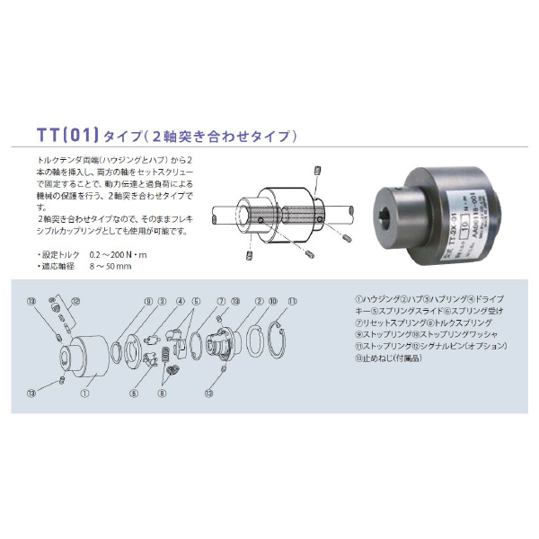 三木プーリ（株） トルクテンダ TT-1X-01-10 トルクテンダ TT-1X-01-10-10-0.2NM
