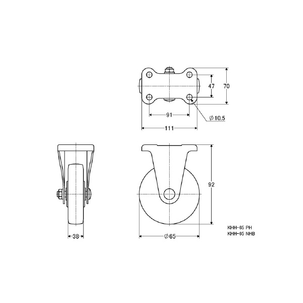 （株）ナンシン 低床重荷重用キャスター KHH 低床重荷重用キャスター KHH-65PH