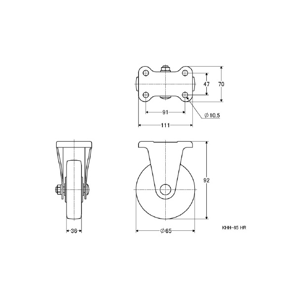 （株）ナンシン 低床重荷重用キャスター KHH 低床重荷重用キャスター KHH-65HR