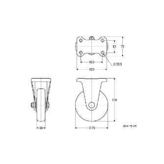 （株）ナンシン 低床重荷重用キャスター KHH 低床重荷重用キャスター KHH-75HR