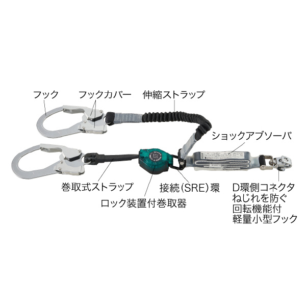 ジェフコム（株） フルハーネス用ランヤード DB-HL フルハーネス用ランヤード DB-HL-160MSW