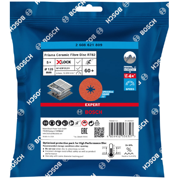 ボッシュ（株） X－LOCK プリズマセラミックサンディングディスク R782 Ｘ－ＬＯＣＫサンディングディスク（５枚） 2608621809