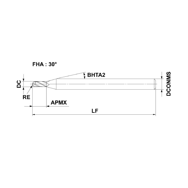 三菱マテリアル（株） 高硬度加工用4枚刃ボールエンドミル VFR4MBR 高硬度加工用４枚刃ボールエンドミル VFR4MBR0200