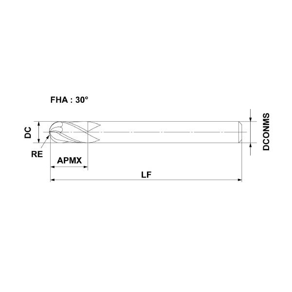 三菱マテリアル（株） 高硬度加工用4枚刃ボールエンドミル VFR4MBR 高硬度加工用４枚刃ボールエンドミル VFR4MBR0400