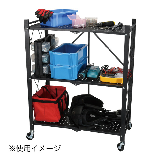 ジェフコム（株） 折りたたみ作業ワゴン FW-3S-7090 折りたたみ作業ワゴン FW-3S-7090