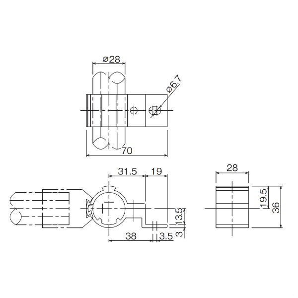 ＴＭＥＨジャパン（株） φ28アルミパイプ用ブラケット A φ２８アルミパイプ用ブラケット A28-A305