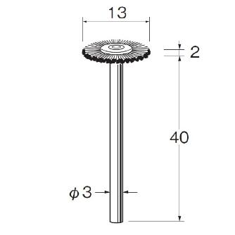 日本精密機械工作（株） 軸付ホイール型ブラシ 黒毛(豚) B 軸付ホイール型ブラシ　黒毛（豚）　３本 B1031