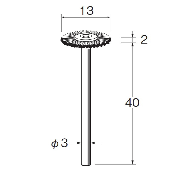 日本精密機械工作（株） 軸付ホイール型ブラシ ブラウン(馬) B 軸付ホイール型ブラシ　ブラウン（馬）３本 B1034