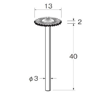 日本精密機械工作（株） 軸付ホイール型ブラシ 真鍮線 B 軸付ホイール型ブラシ　真鍮線　３本 B1040