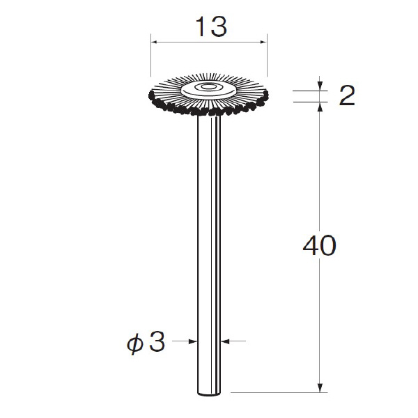 日本精密機械工作（株） 軸付ホイール型ブラシ 真鍮線 B 軸付ホイール型ブラシ　真鍮線　３本 B1040