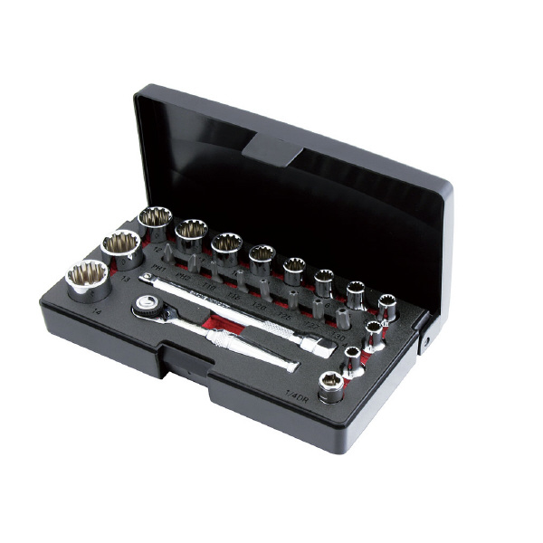 スエカゲツール（株） 1/4"スプラインソケットセット23PC １／４”スプラインソケットセット２３ＰＣ PA223SS