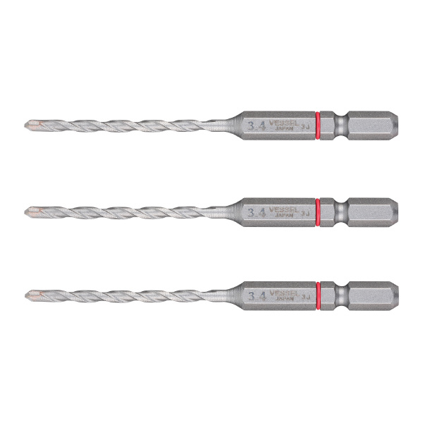 （株）ベッセル クッションドリル 磁器タイル用3本組 CPD3S クッションドリル　磁器タイル用３本組 CPD3S-3.4