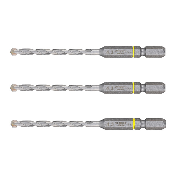 （株）ベッセル クッションドリル 磁器タイル用3本組 CPD3S クッションドリル　磁器タイル用３本組 CPD3S-4.3