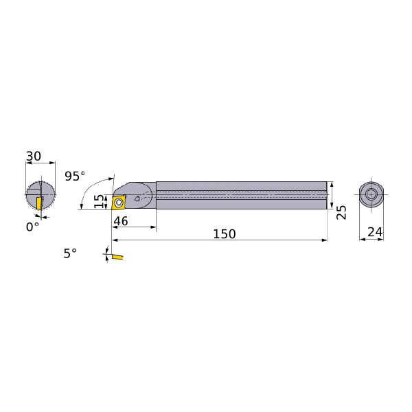 三菱マテリアル（株） 小物部品加工用ボーリングバー S30 小物部品加工用ボーリングバー S30-25SCLPR09-150-C