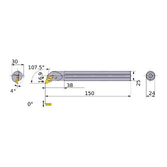 三菱マテリアル（株） 小物部品加工用ボーリングバー S30 小物部品加工用ボーリングバー S30-25SDQCL11-150-C