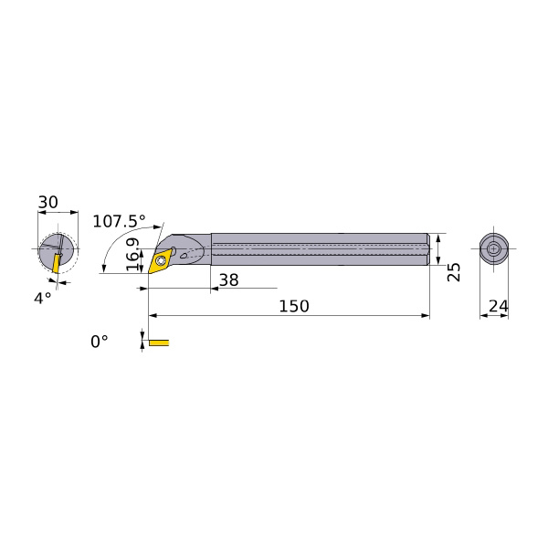 三菱マテリアル（株） 小物部品加工用ボーリングバー S30 小物部品加工用ボーリングバー S30-25SDQCL11-150-C
