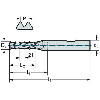 ワルタージャパン（株） 超硬ねじ切りカッター TC620 超硬ねじ切りカッター TC620-M10X1-W5D-WB10TJ