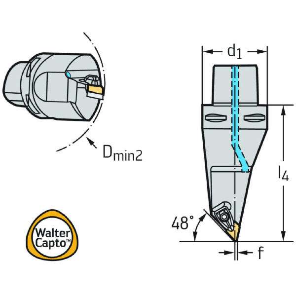 ワルタージャパン（株） 旋削ホルダー45° リジッドクランプ C6 旋削ホルダー４５°　リジッドクランプ C6-DDMNL-33120-15