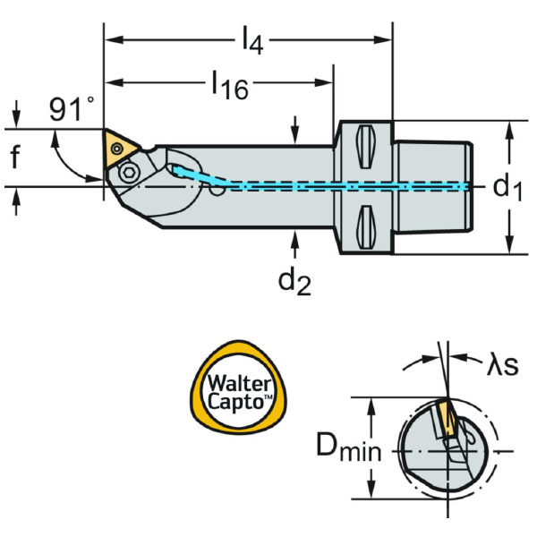 ワルタージャパン（株） ボーリングバー レバークランプ C6 ボーリングバー　レバークランプ C6-PTFNL-35175-22W
