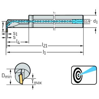 ワルタージャパン（株） ボーリングバー 内径溝加工 G1221 ボーリングバー　内径溝加工 G1221-25RR-3T08-GX16-P