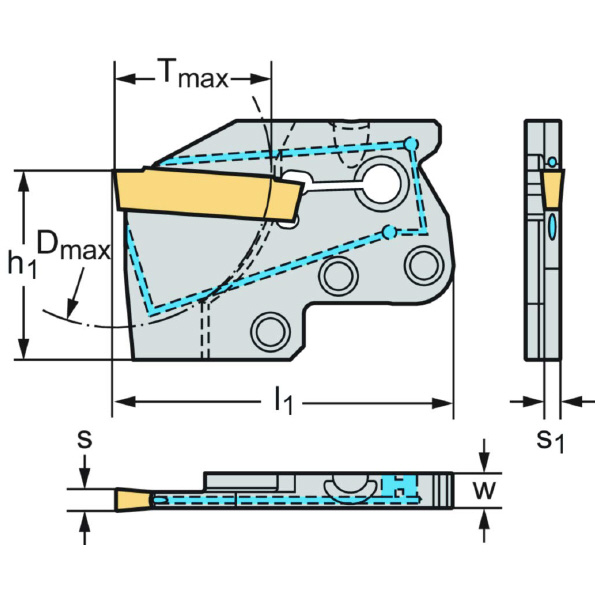 ワルタージャパン（株） 溝入れモジュール 外径溝加工 G1634 溝入れモジュール　外径溝加工 G1634-43R-3T27GX34-P