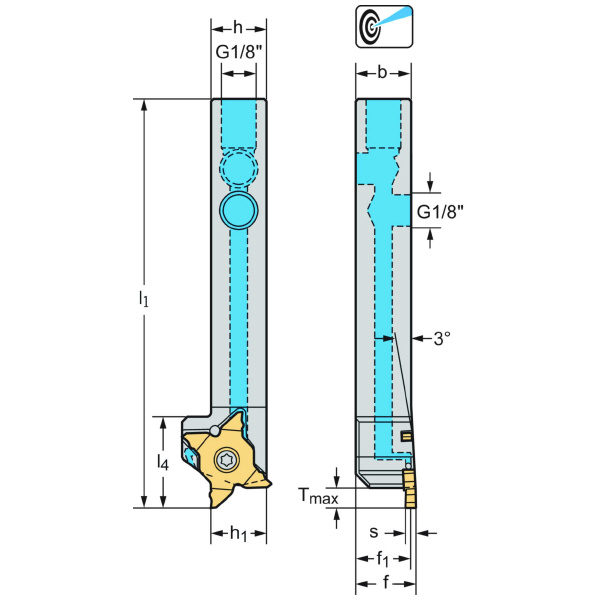 ワルタージャパン（株） シャンク工具 3° 外径溝加工 G3051 シャンク工具　３°　外径溝加工 G3051.10R-MX22-2-P