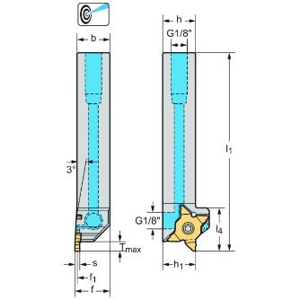 ワルタージャパン（株） シャンク工具 3° 外径溝加工 G3051 シャンク工具　３°　外径溝加工 G3051.12L-MX22-2-P