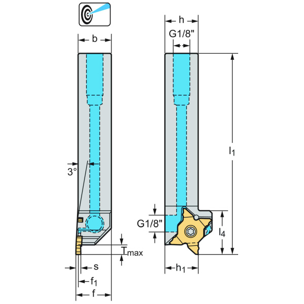 ワルタージャパン（株） シャンク工具 3° 外径溝加工 G3051 シャンク工具　３°　外径溝加工 G3051.16L-MX22-2-P