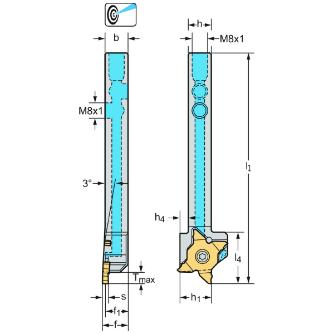 ワルタージャパン（株） シャンク工具 3° 外径溝加工 G3051 シャンク工具　３°　外径溝加工 G3051-1212L-MX22-2-P