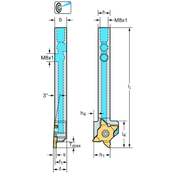 ワルタージャパン（株） シャンク工具 3° 外径溝加工 G3051 シャンク工具　３°　外径溝加工 G3051-1212L-MX22-2-P
