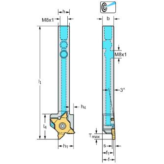 ワルタージャパン（株） シャンク工具 3° 外径溝加工 G3051 シャンク工具　３°　外径溝加工 G3051-1212R-MX22-2-P