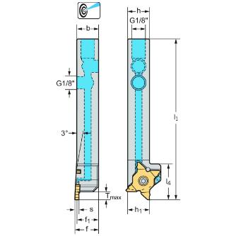 ワルタージャパン（株） シャンク工具 3° 外径溝加工 G3051 シャンク工具　３°　外径溝加工 G3051-1616L-MX22-2-P