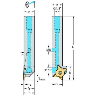 ワルタージャパン（株） シャンク工具 3° 外径溝加工 G3051 シャンク工具　３°　外径溝加工 G3051-2525L-MX22-2-P