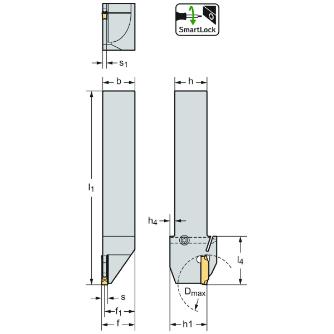 ワルタージャパン（株） シャンク 外径溝加工 G4014 シャンク　外径溝加工 G4014-1212L-3T12DX18
