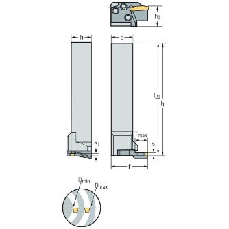 ワルタージャパン（株） シャンク工具 端面溝入れ加工 NCHE シャンク工具　端面溝入れ加工 NCHE25-2525R-GX24-2-1