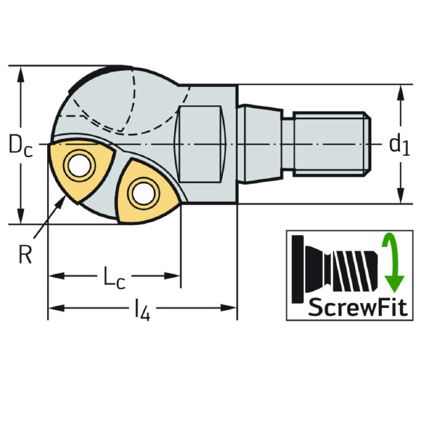 ワルタージャパン（株） チップ座付きミーリングカッター F2239B チップ座付きミーリングカッター F2239B.T22.032.Z01.16