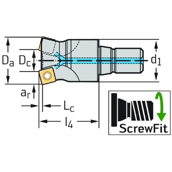ワルタージャパン（株） チップ座付きミーリングカッター M4002 チップ座付きミーリングカッター M4002-032-T28-04-01