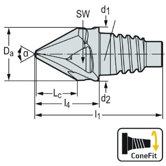 ワルタージャパン（株） ConeFitヘッド交換式超硬エンドミル H1E58318 ＣｏｎｅＦｉｔヘッド交換式超硬エンドミル H1E58318-E12-12