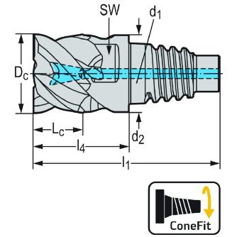 ワルタージャパン（株） ConeFitヘッド交換式超硬エンドミル H2EC34217 ＣｏｎｅＦｉｔヘッド交換式超硬エンドミル H2EC34217-E10-10