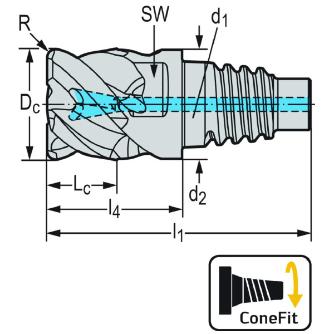ワルタージャパン（株） ConeFitヘッド交換式超硬エンドミル H2EC38217 ＣｏｎｅＦｉｔヘッド交換式超硬エンドミル H2EC38217-E20-20-1