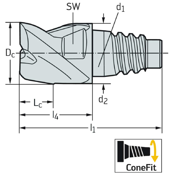 ワルタージャパン（株） ConeFitヘッド交換式超硬エンドミル H3E29148 ＣｏｎｅＦｉｔヘッド交換式超硬エンドミル H3E29148-E20-20