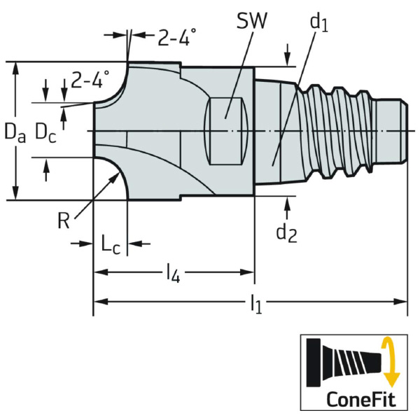 ワルタージャパン（株） ConeFitヘッド交換式超硬エンドミル H3E68118 ＣｏｎｅＦｉｔヘッド交換式超硬エンドミル H3E68118-E10-10-2