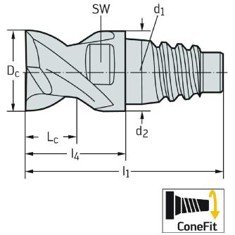 ワルタージャパン（株） ConeFitヘッド交換式超硬エンドミル H6E2511 ＣｏｎｅＦｉｔヘッド交換式超硬エンドミル H6E2511-E12-12